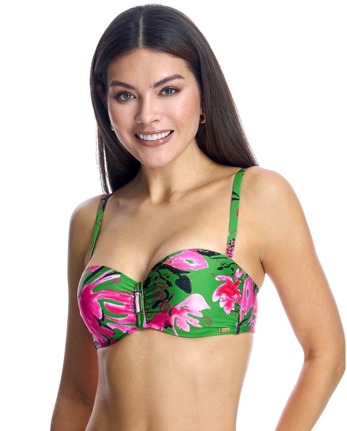 Top Bikini Ory Corte Strapler Con Copa Y Aro Bengala Ory